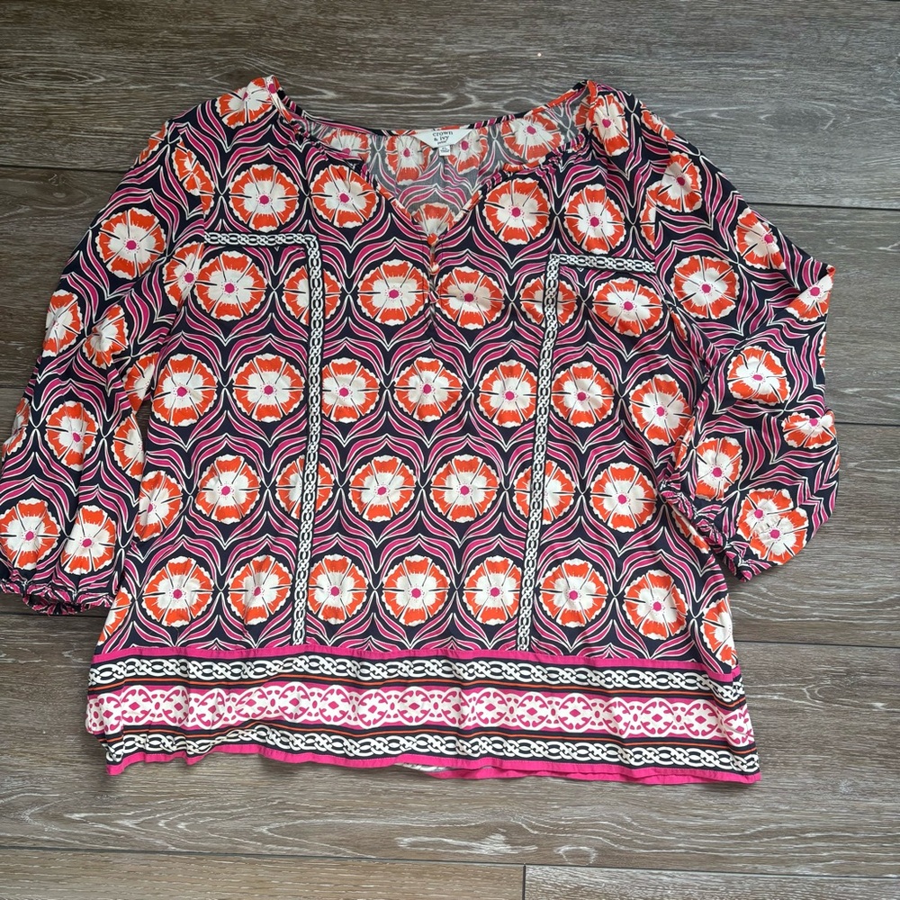 crown & ivy Multicolor Geometric Floral Blouse